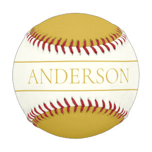 Simple Elegant Customisable Text   Gold Off White Baseball