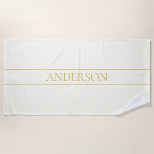 Simple Elegant Customisable Text   Gold Off White Beach Towel