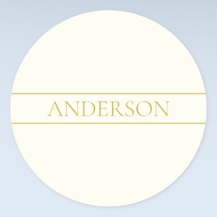 Simple Elegant Customisable Text   Gold Off White Classic Round Sticker