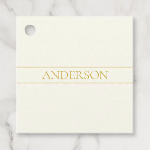 Simple Elegant Customisable Text Gold Off White Favour Tags