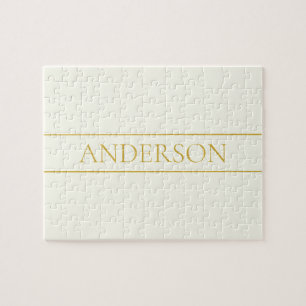 Simple Elegant Customisable Text   Gold Off White Jigsaw Puzzle