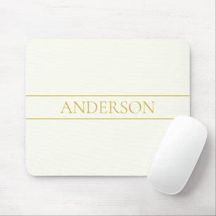 Simple Elegant Customisable Text   Gold Off White Mouse Pad
