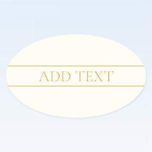 Simple Elegant Customisable Text Gold Off White Oval Sticker