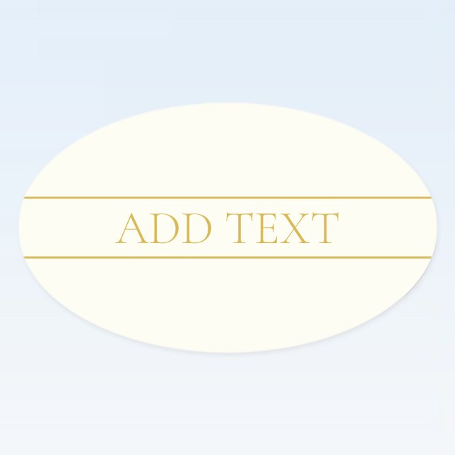 Simple Elegant Customisable Text | Gold Off White Oval Sticker (Creator Uploaded)