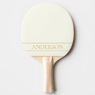 Simple Elegant Customisable Text Gold Off White Ping Pong Paddle