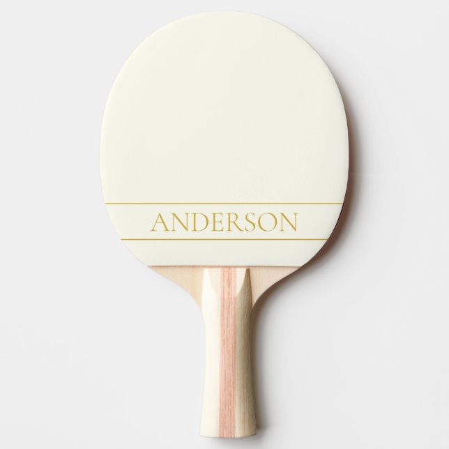 Simple Elegant Customisable Text | Gold Off White Ping Pong Paddle (Front)