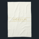 Simple Elegant Customisable Text | Gold Off White Tea Towel<br><div class="desc">Elegant customisable gold lettering,  edit as you like.</div>