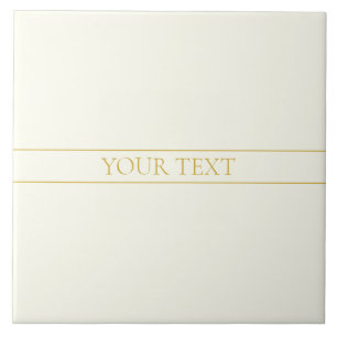 Simple Elegant Customisable Text   Gold Off White Tile