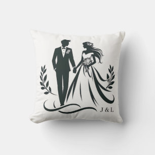 Simple Elegant Customizable Monogram Wedding Gift Cushion