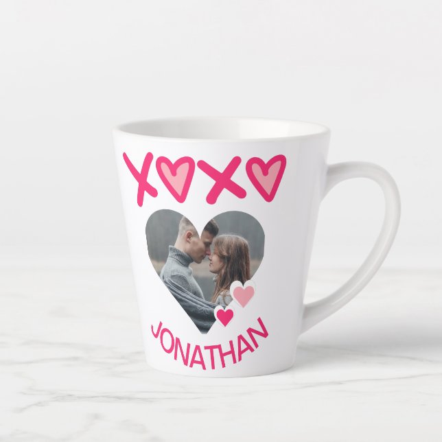 Simple Elegant Cute Love Valentines Sweet Couple  Latte Mug (Right)