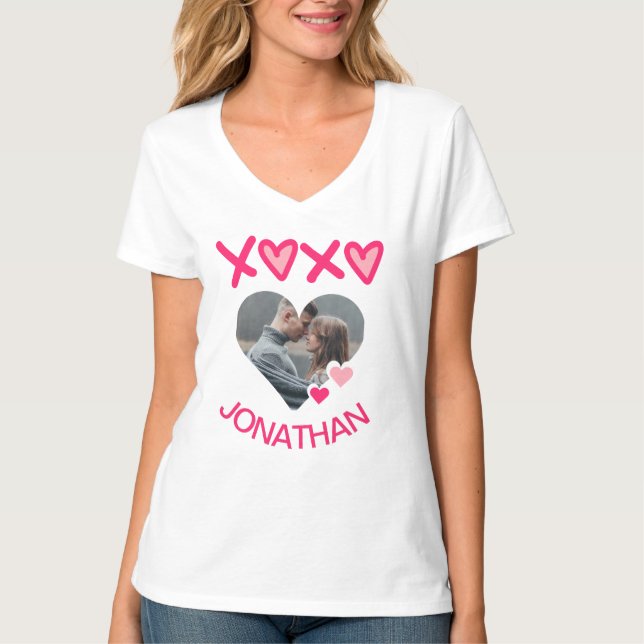 Simple Elegant Cute Love Valentines Sweet Couple  T-Shirt (Front)