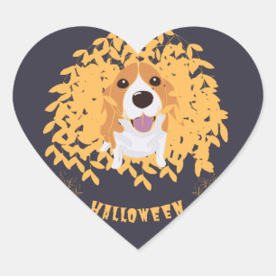 Simple Elegant Cute my dog and halloween  Heart Sticker