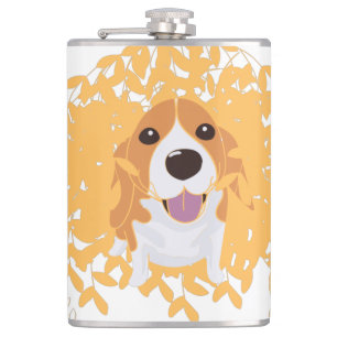 Simple Elegant Cute my dog and halloween Hip Flask
