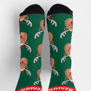 Simple Elegant Cute Reindeer Christmas Family Socks