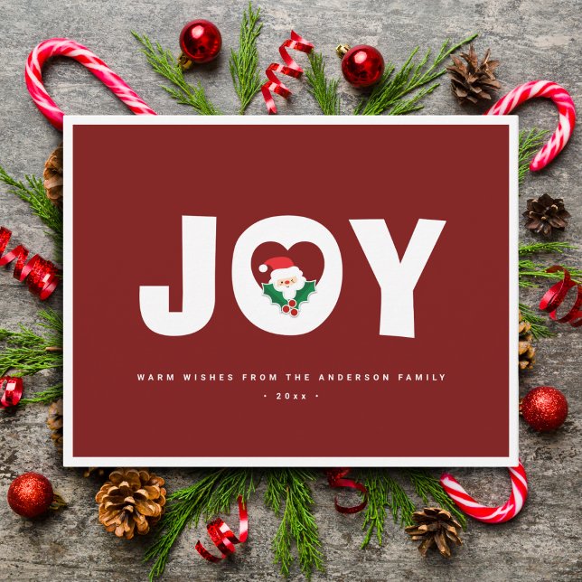 Simple Elegant Cute Santa Christmas Joy Holiday Card (Creator Uploaded)