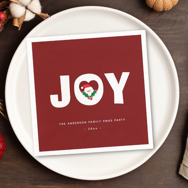 Simple Elegant Cute Santa Christmas Joy Party Napkin (Creator Uploaded)