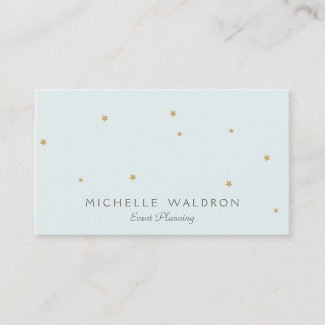 Simple Elegant Cute Stars Event Planner Light Aqua Business Card (Front)