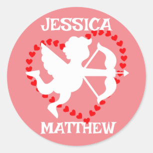 simple elegant cute valentine, Sweet for couple Classic Round Sticker