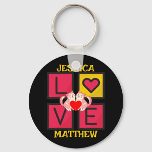 simple elegant cute valentine, Sweet for couple Key Ring