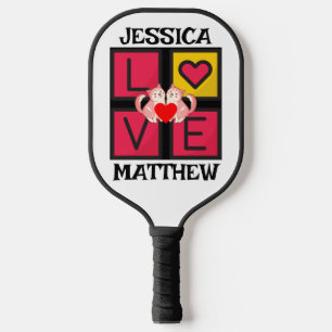 simple elegant cute valentine, Sweet for couple Pickleball Paddle