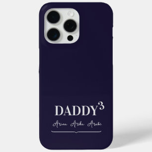 Simple Elegant Daddy Cubed Typography Kid's Names iPhone 15 Pro Max Case