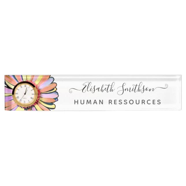    Simple Elegant Daisy Custom Professional Floral Nameplate (Front)