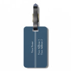 Simple Elegant Dark Blue Monogram Luggage Tag