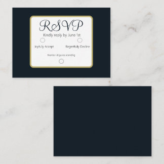 Simple Elegant Dark Blue RSVP Wedding Card