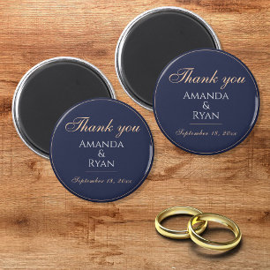 Simple Elegant Dark Blue Wedding Thank you Magnet