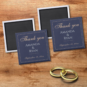 Simple Elegant Dark Blue Wedding Thank you Magnet