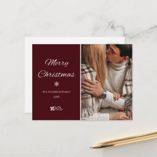 Simple & Elegant Dark Burgundy Christmas Holidays Postcard