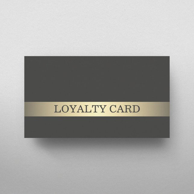 Simple Elegant Dark Faux Gold Stripe Loyalty Card (Creator Uploaded)