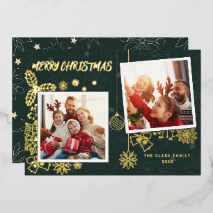Simple Elegant Dark Green 2 Photo Frames Family