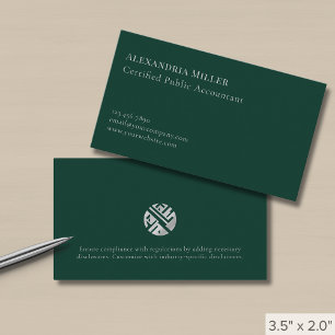Simple Elegant Dark Green Business Card