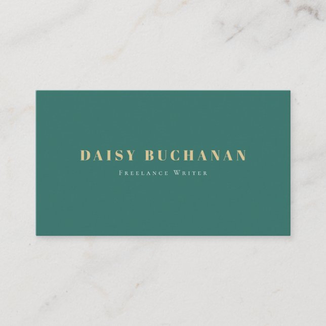 Simple Elegant Dark Green & Pink Business Card (Front)