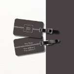 Simple Elegant Dark Grey Monogram Luggage Tag<br><div class="desc">Simple elegant dark grey and white luggage tag with a rectangle pattern. You can add your monogram,  name and address to it.</div>