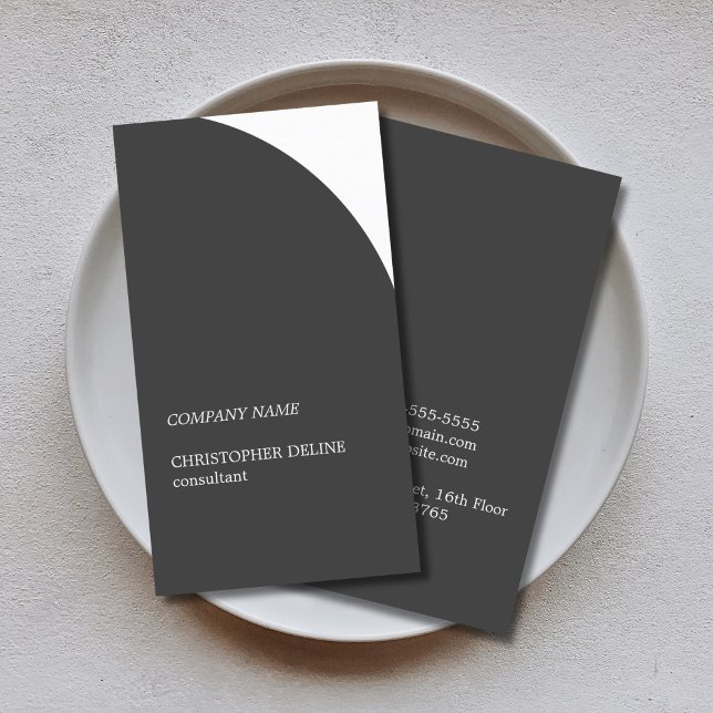 Simple Elegant Dark Grey White Consultant Business Card (Creator Uploaded)