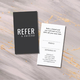 Simple Elegant Dark Grey White Referral Card