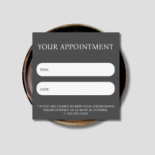 Simple Elegant Dark Grey White Salon Appointment Card
