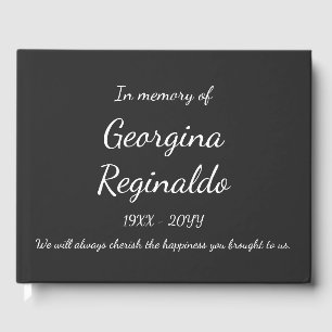 Simple & Elegant Dark Grey + White Script Text Guest Book