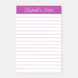 Simple Elegant Dark Pink Lined Personalised Post-it Notes