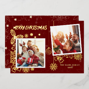Simple Elegant Dark Red 2 Photo Frames Family