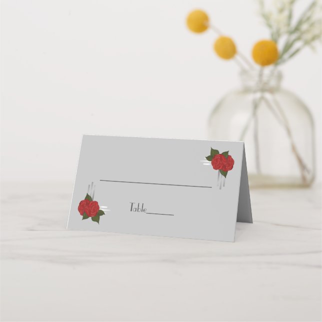 Simple Elegant Deco Rose Wedding Place Card (Front)