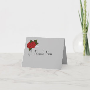 Simple Elegant Deco Rose Wedding Thank You Card
