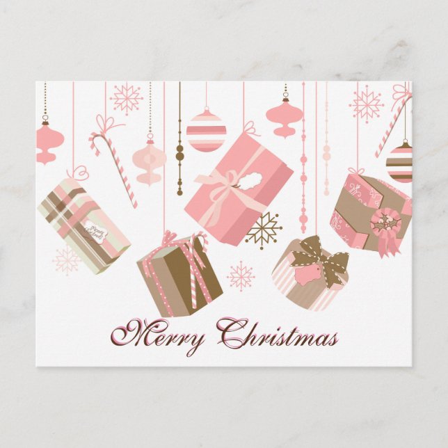 Simple Elegant Decor Merry Christmas Holiday Postcard (Front)