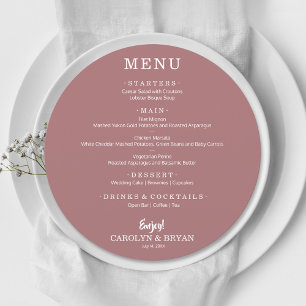 Simple Elegant Desert Rose Round Wedding Dinner Menu
