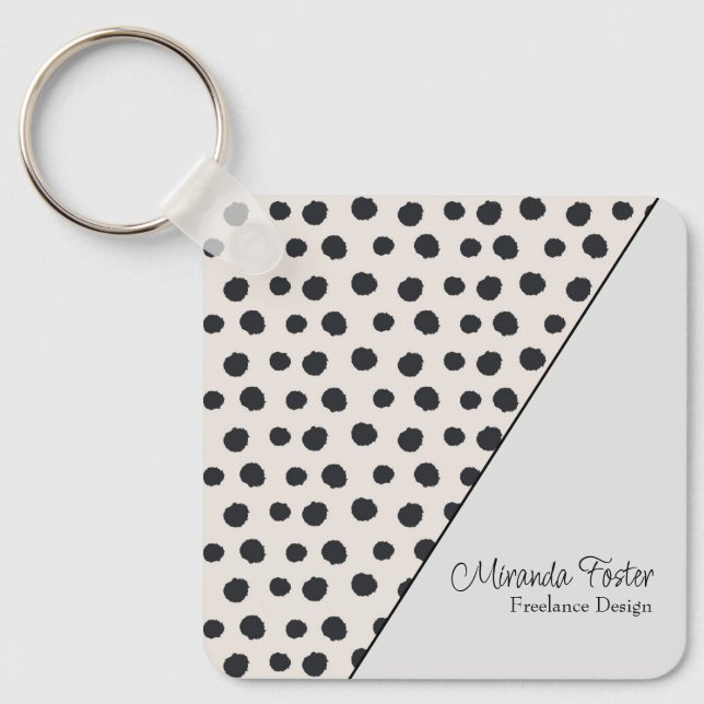 Simple Elegant Dotted Business Card Key Ring (Front)