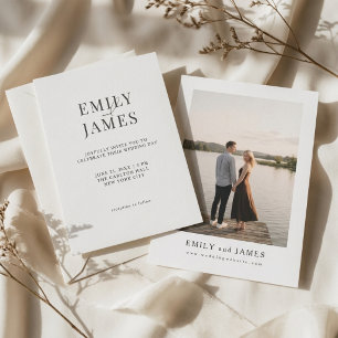 Simple Elegant Double Sided Wedding Photo Budget Invitation