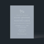 Simple Elegant Dusty Blue Monogram Wedding Invitation<br><div class="desc">Invite friends and family to your wedding with this simple,  timeless and elegant wedding invitation.</div>