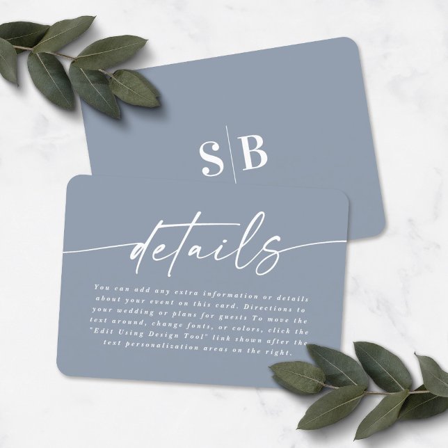 Simple Elegant Dusty Blue Wedding Details Enclosure Card (Creator Uploaded)